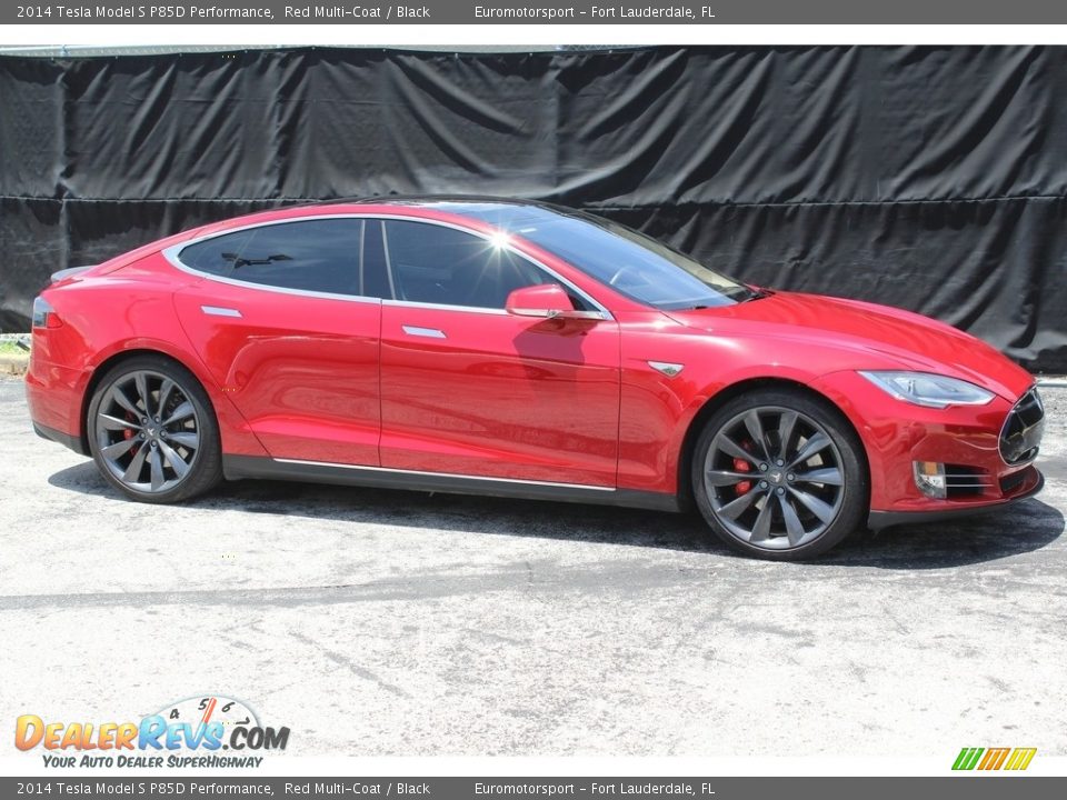 2014 Tesla Model S P85D Performance Red Multi-Coat / Black Photo #6