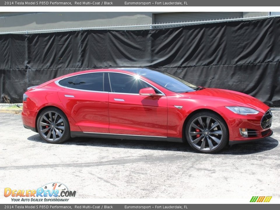 2014 Tesla Model S P85D Performance Red Multi-Coat / Black Photo #7