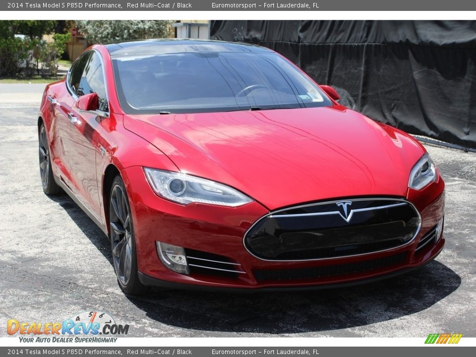 2014 Tesla Model S P85D Performance Red Multi-Coat / Black Photo #9