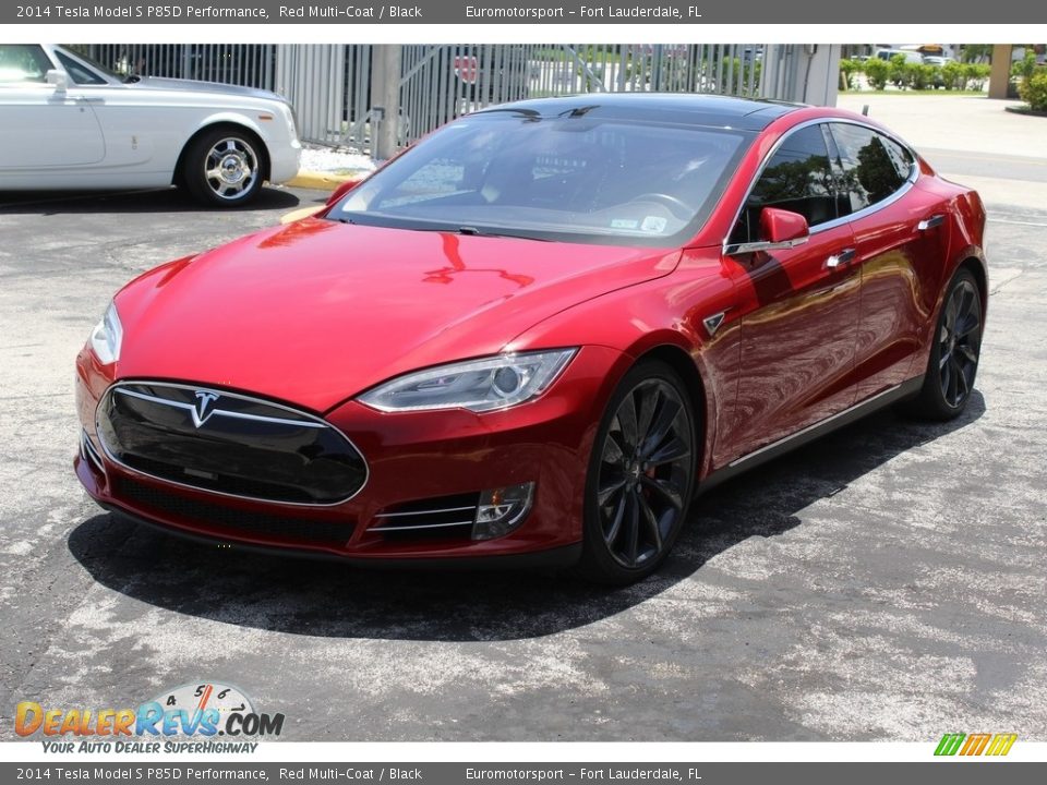 2014 Tesla Model S P85D Performance Red Multi-Coat / Black Photo #31