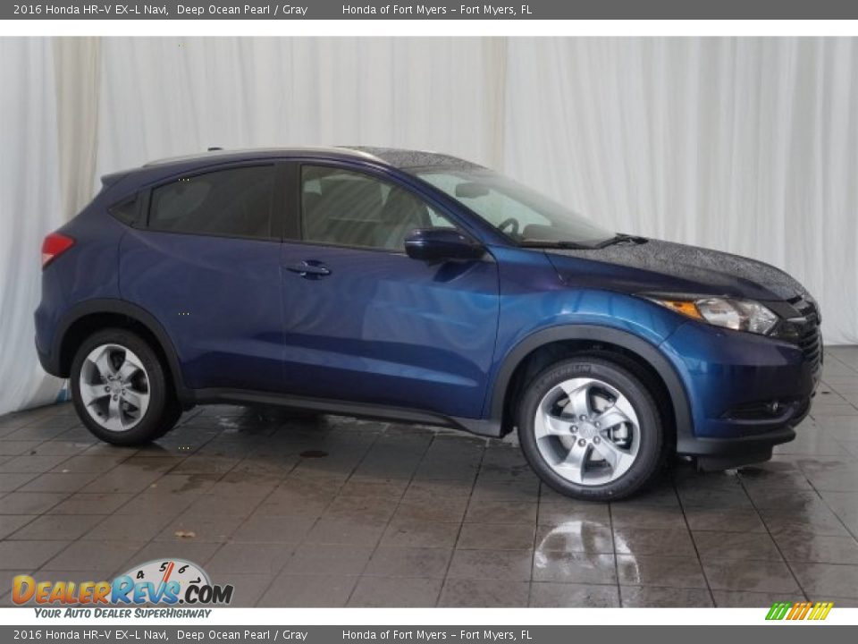 2016 Honda HR-V EX-L Navi Deep Ocean Pearl / Gray Photo #5