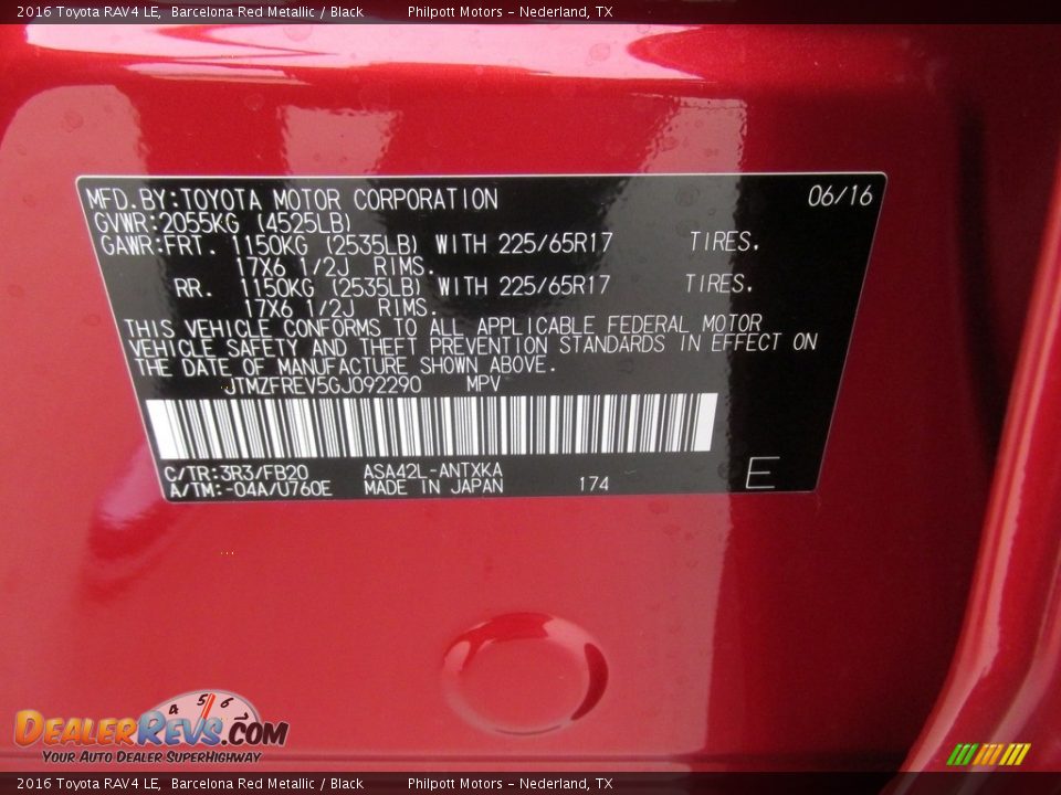 2016 Toyota RAV4 LE Barcelona Red Metallic / Black Photo #31