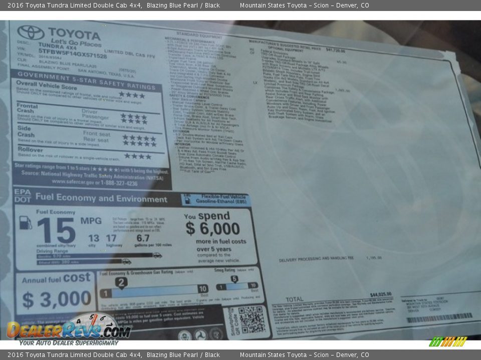 2016 Toyota Tundra Limited Double Cab 4x4 Blazing Blue Pearl / Black Photo #10