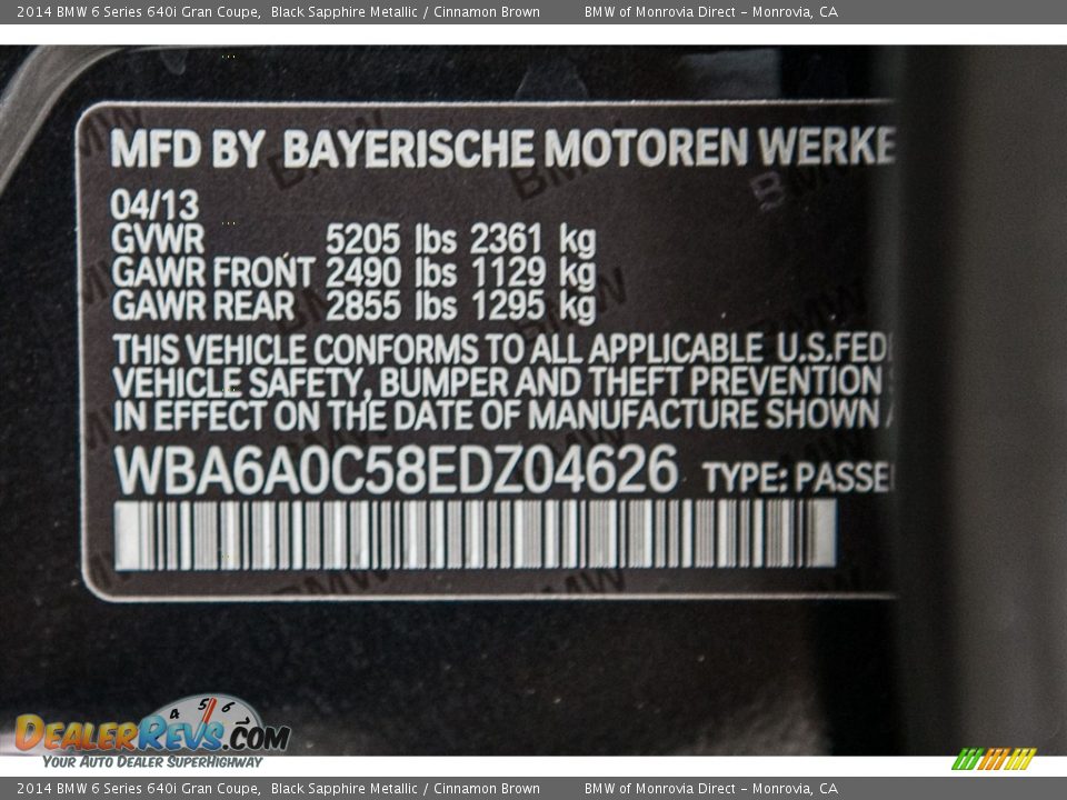 2014 BMW 6 Series 640i Gran Coupe Black Sapphire Metallic / Cinnamon Brown Photo #21