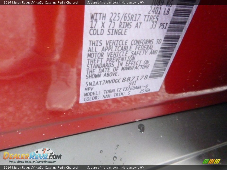 2016 Nissan Rogue SV AWD Cayenne Red / Charcoal Photo #16