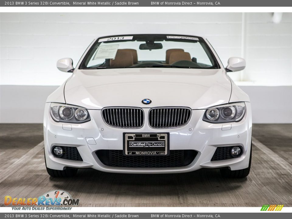 2013 BMW 3 Series 328i Convertible Mineral White Metallic / Saddle Brown Photo #2