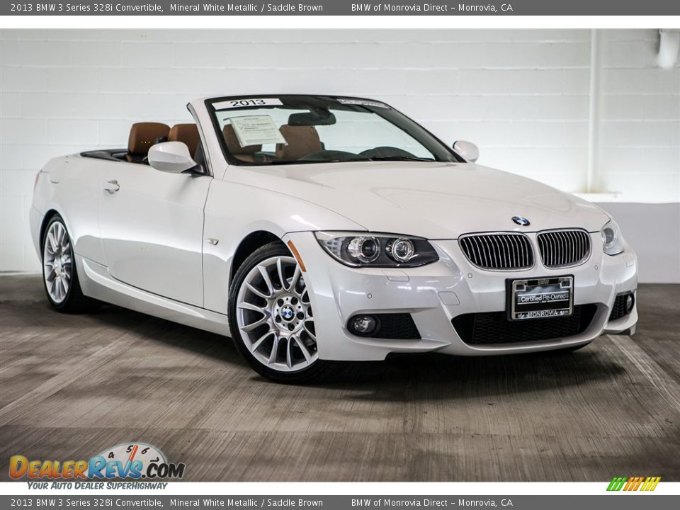 2013 BMW 3 Series 328i Convertible Mineral White Metallic / Saddle Brown Photo #12