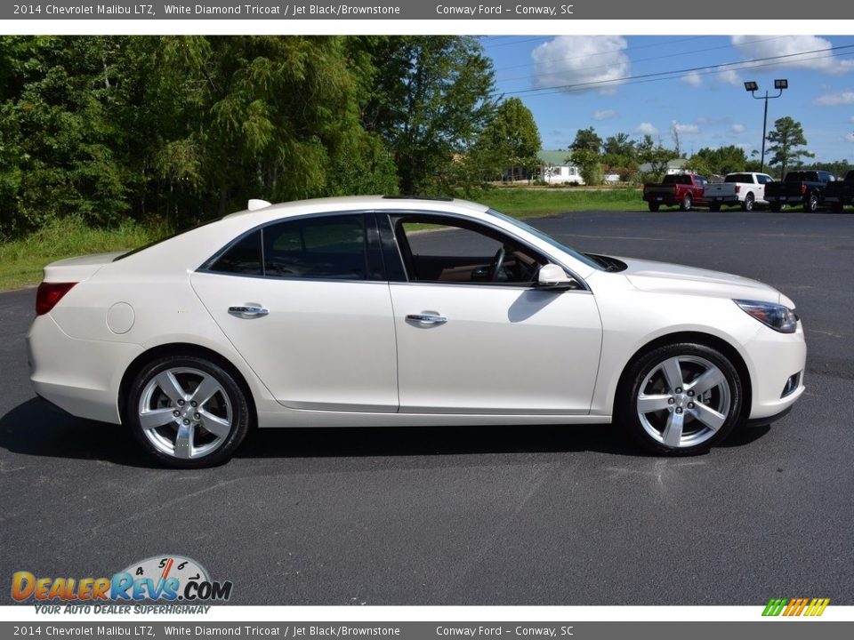 2014 Chevrolet Malibu LTZ White Diamond Tricoat / Jet Black/Brownstone Photo #2