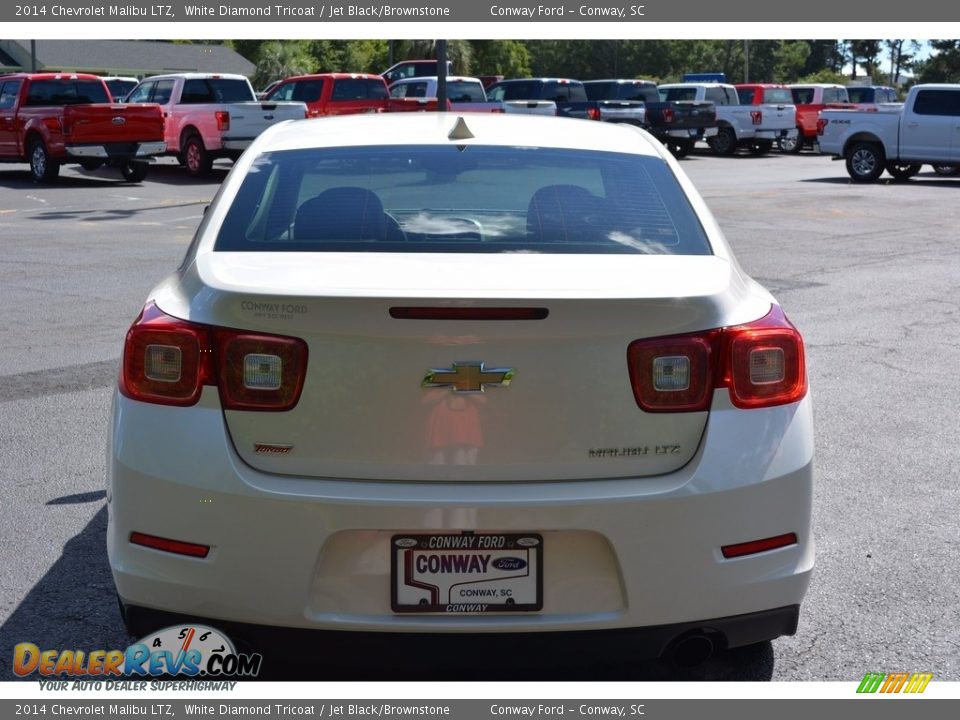 2014 Chevrolet Malibu LTZ White Diamond Tricoat / Jet Black/Brownstone Photo #4