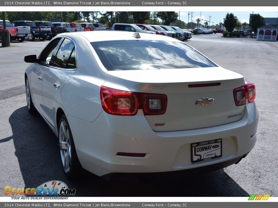 2014 Chevrolet Malibu LTZ White Diamond Tricoat / Jet Black/Brownstone Photo #7