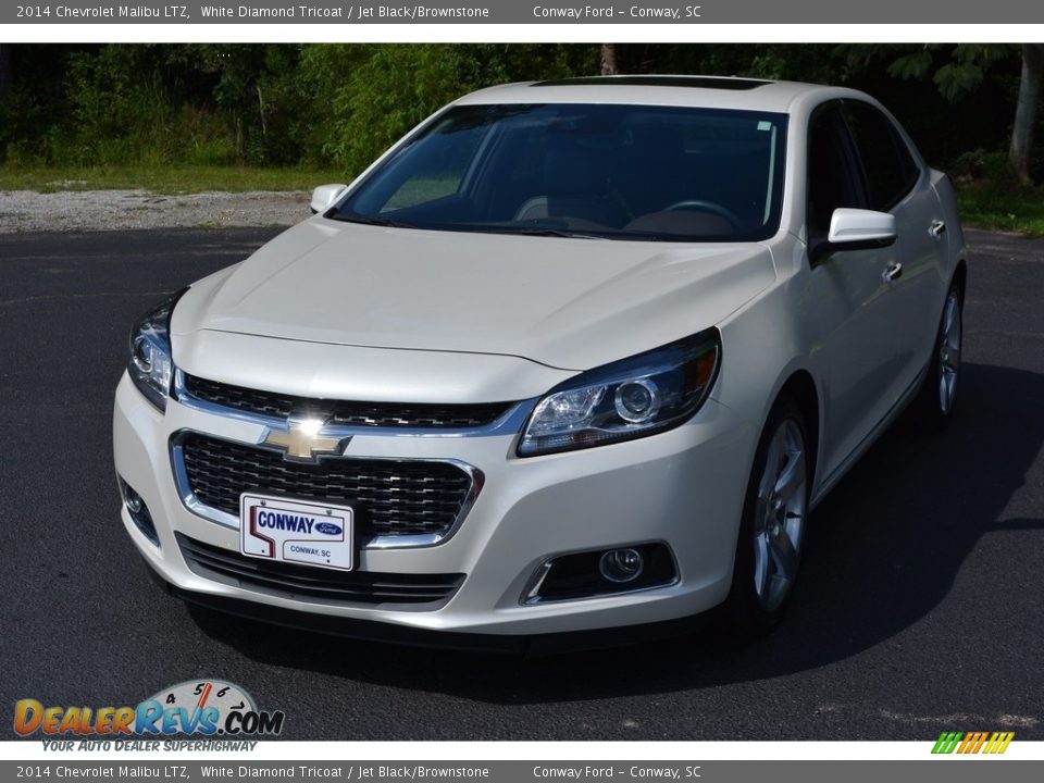 2014 Chevrolet Malibu LTZ White Diamond Tricoat / Jet Black/Brownstone Photo #9