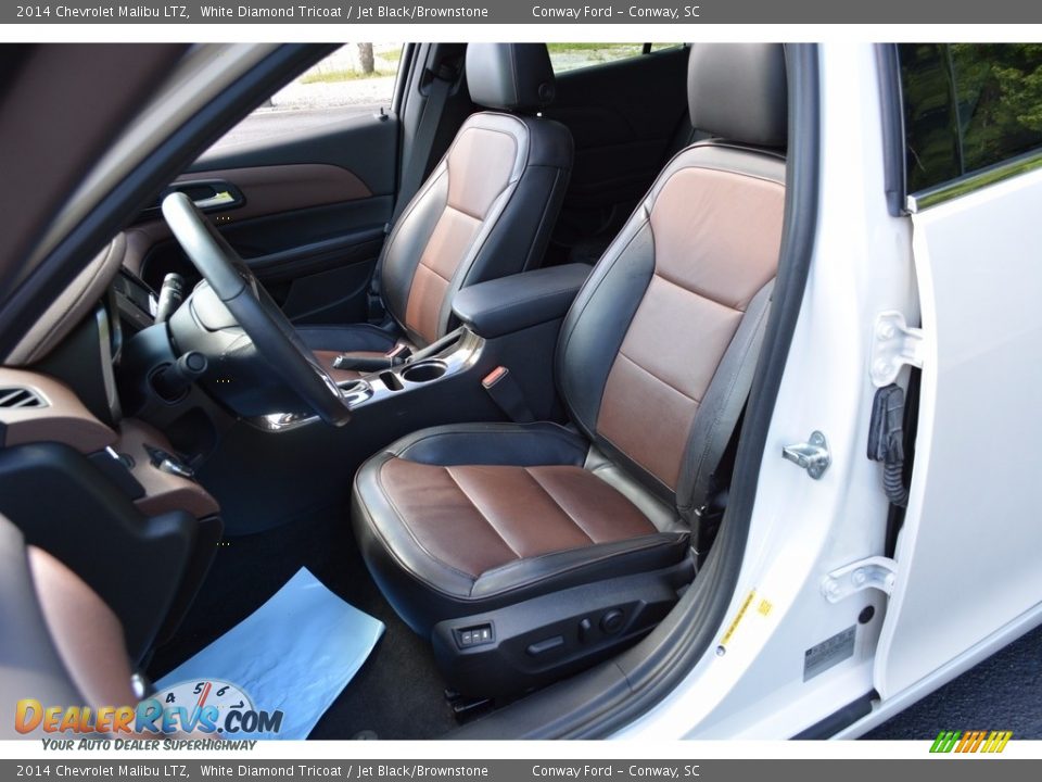 2014 Chevrolet Malibu LTZ White Diamond Tricoat / Jet Black/Brownstone Photo #19