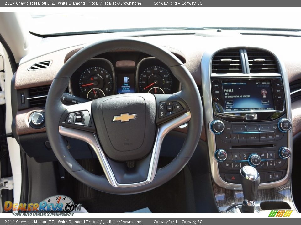 2014 Chevrolet Malibu LTZ White Diamond Tricoat / Jet Black/Brownstone Photo #30