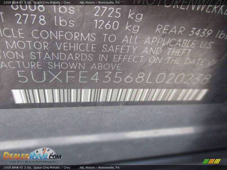 2008 BMW X5 3.0si Space Grey Metallic / Grey Photo #19