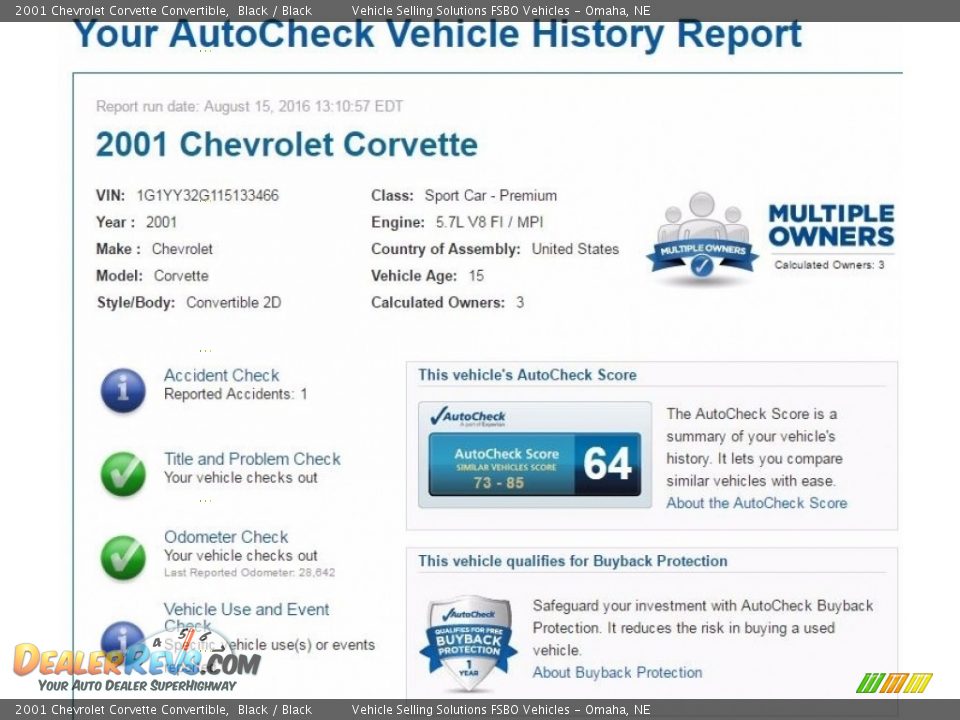 Dealer Info of 2001 Chevrolet Corvette Convertible Photo #2