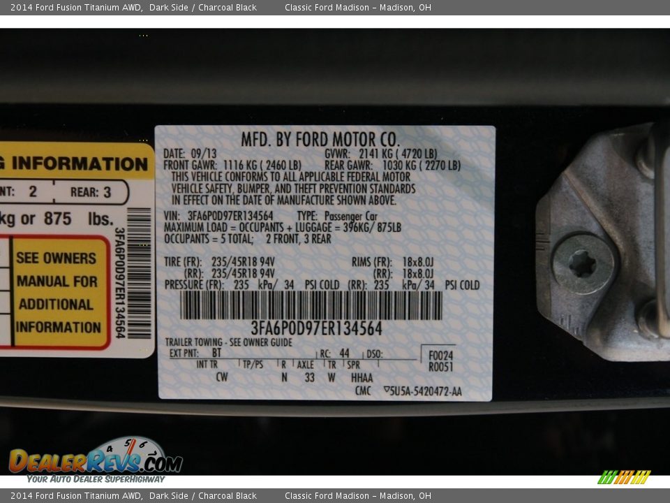 2014 Ford Fusion Titanium AWD Dark Side / Charcoal Black Photo #18