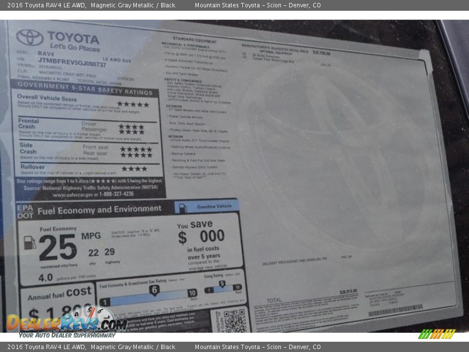 2016 Toyota RAV4 LE AWD Magnetic Gray Metallic / Black Photo #10