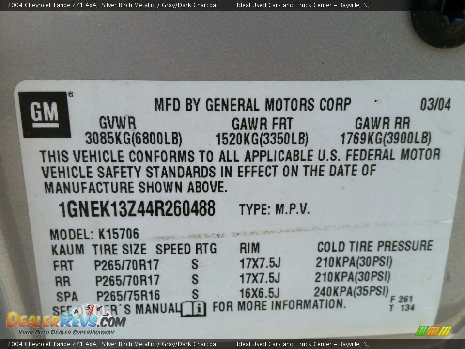 2004 Chevrolet Tahoe Z71 4x4 Silver Birch Metallic / Gray/Dark Charcoal Photo #20