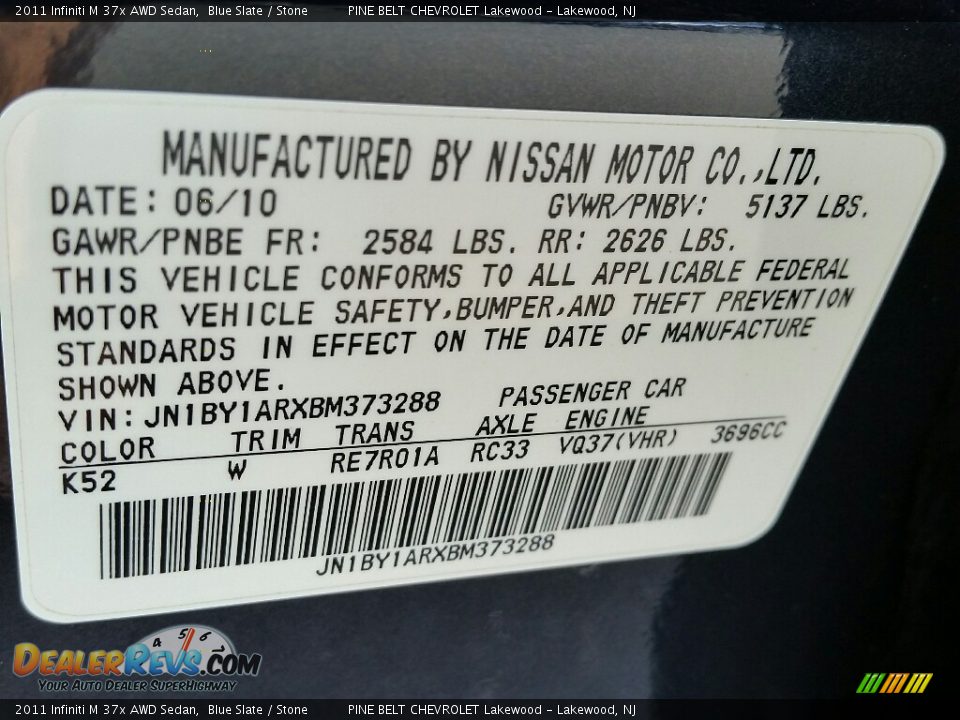 2011 Infiniti M 37x AWD Sedan Blue Slate / Stone Photo #36
