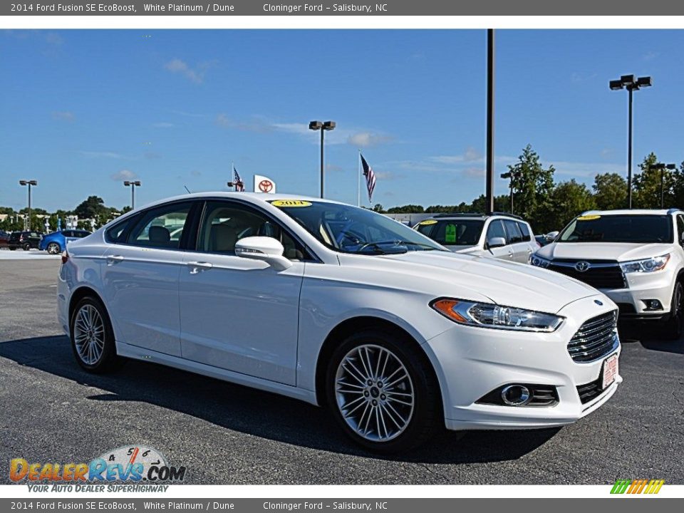 2014 Ford Fusion SE EcoBoost White Platinum / Dune Photo #1