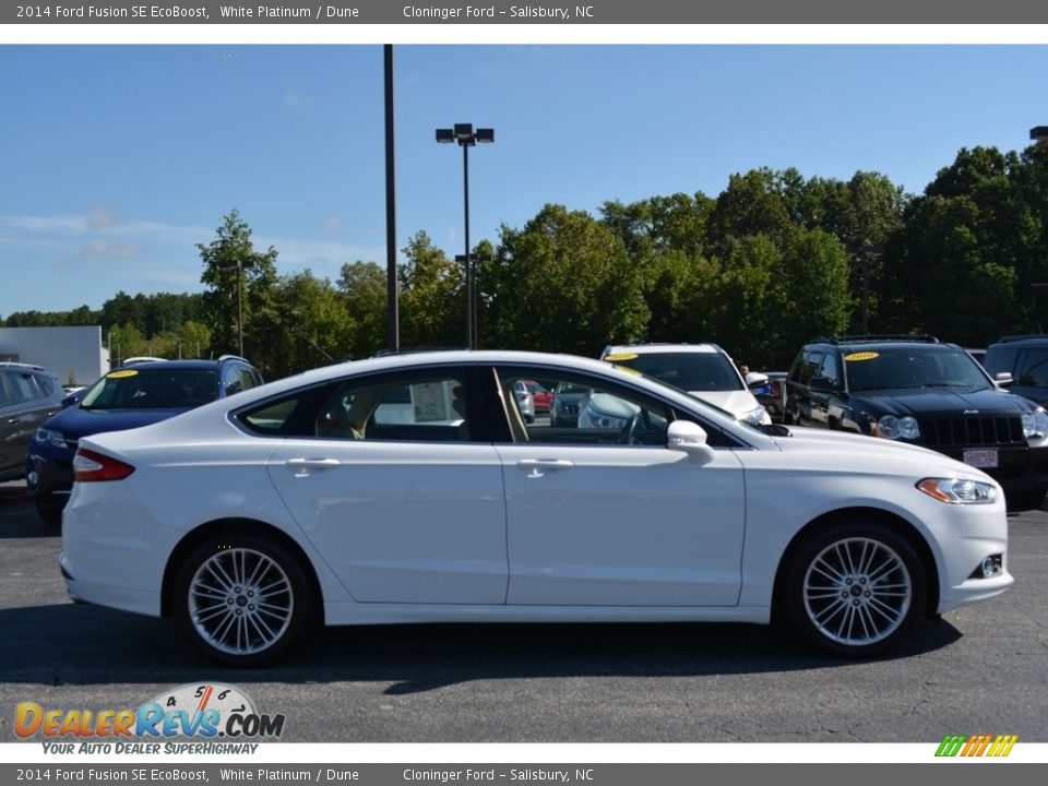 2014 Ford Fusion SE EcoBoost White Platinum / Dune Photo #2