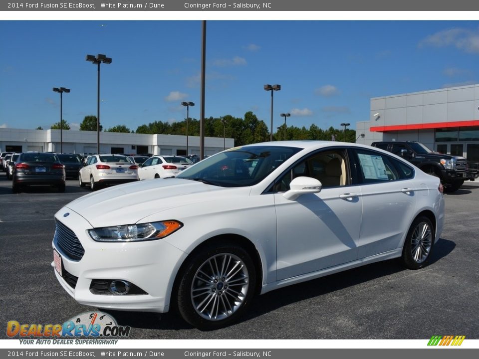 2014 Ford Fusion SE EcoBoost White Platinum / Dune Photo #7