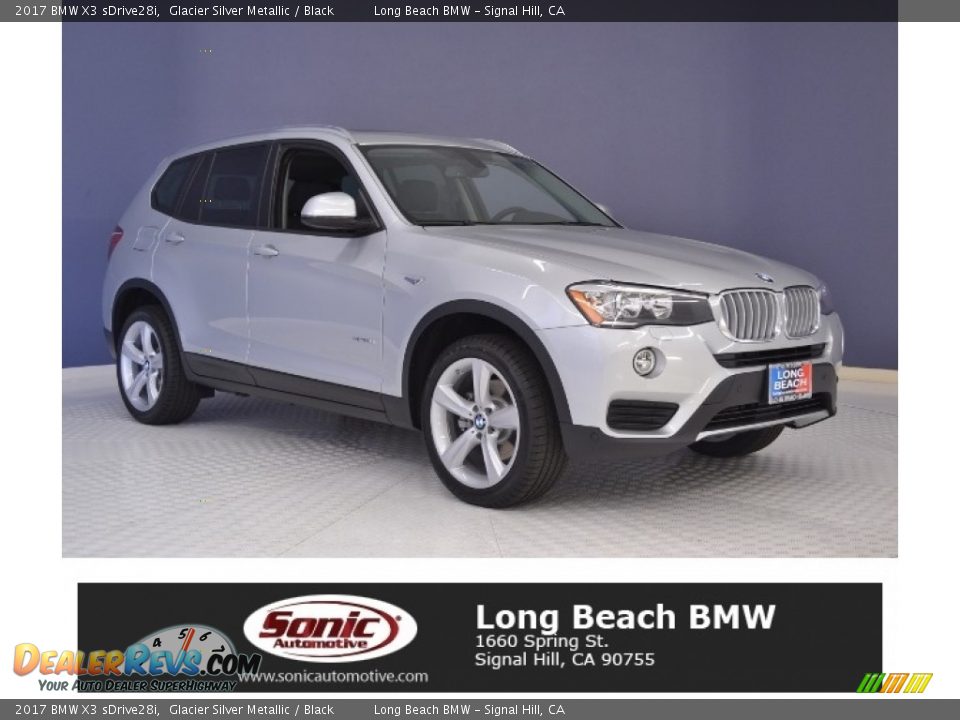 2017 BMW X3 sDrive28i Glacier Silver Metallic / Black Photo #1