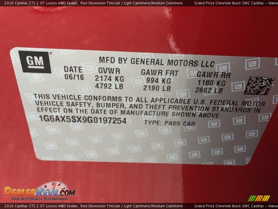 2016 Cadillac CTS 2.0T Luxury AWD Sedan Red Obsession Tintcoat / Light Cashmere/Medium Cashmere Photo #11
