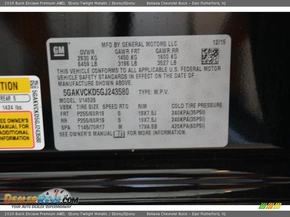2016 Buick Enclave Premium AWD Ebony Twilight Metallic / Ebony/Ebony Photo #17