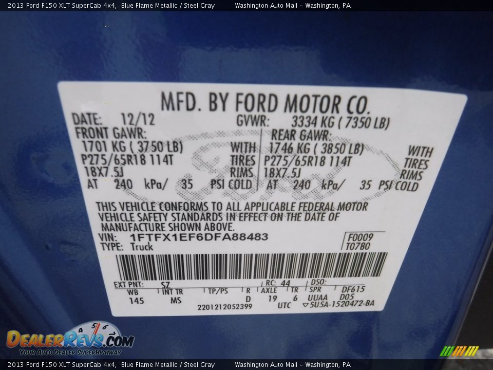 2013 Ford F150 XLT SuperCab 4x4 Blue Flame Metallic / Steel Gray Photo #26