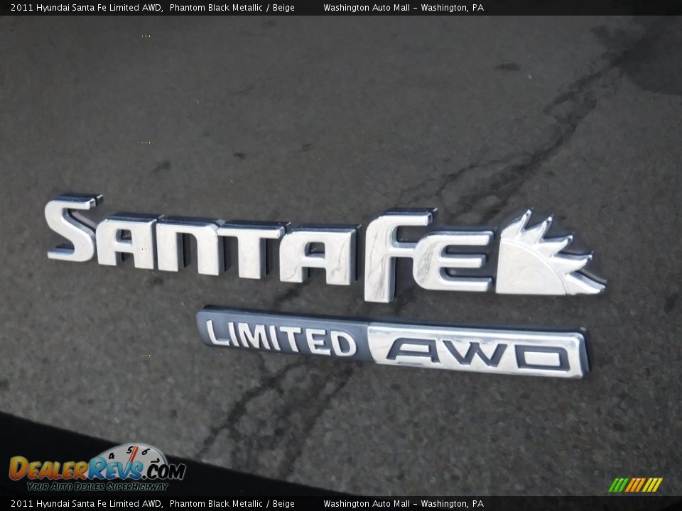 2011 Hyundai Santa Fe Limited AWD Phantom Black Metallic / Beige Photo #11