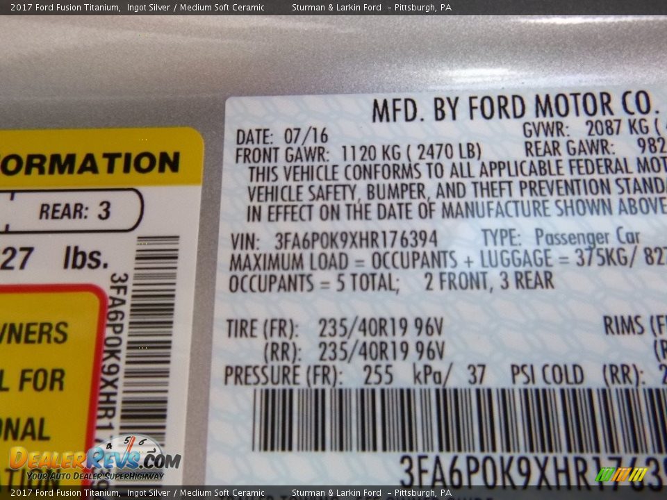 2017 Ford Fusion Titanium Ingot Silver / Medium Soft Ceramic Photo #11