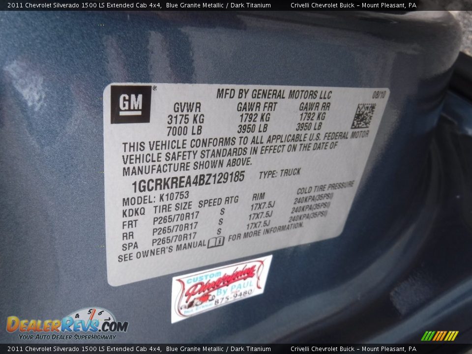 2011 Chevrolet Silverado 1500 LS Extended Cab 4x4 Blue Granite Metallic / Dark Titanium Photo #29