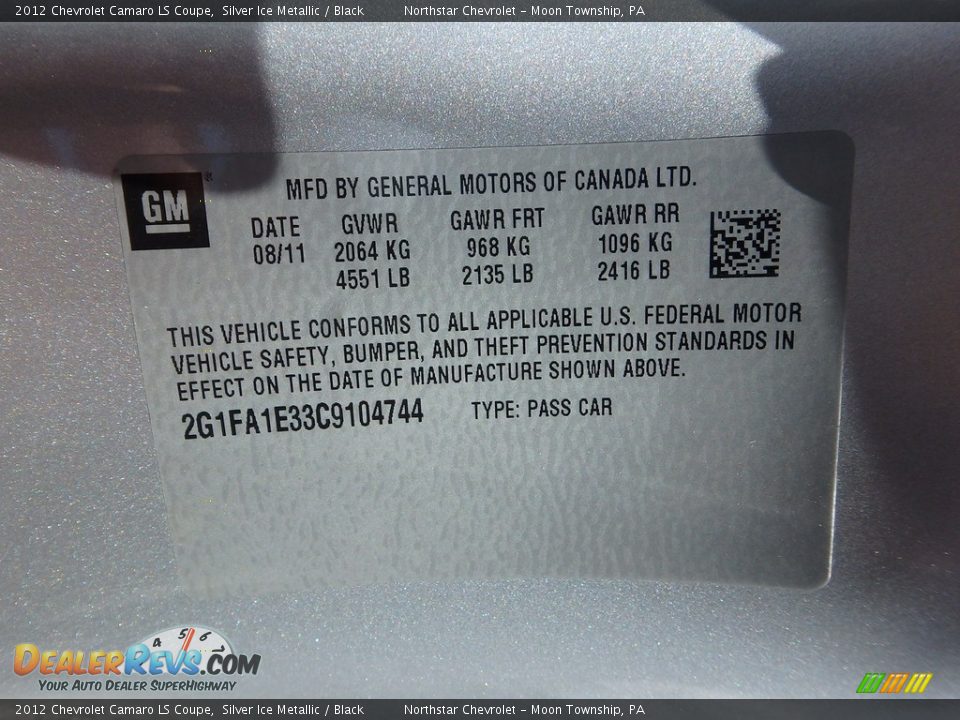 2012 Chevrolet Camaro LS Coupe Silver Ice Metallic / Black Photo #29