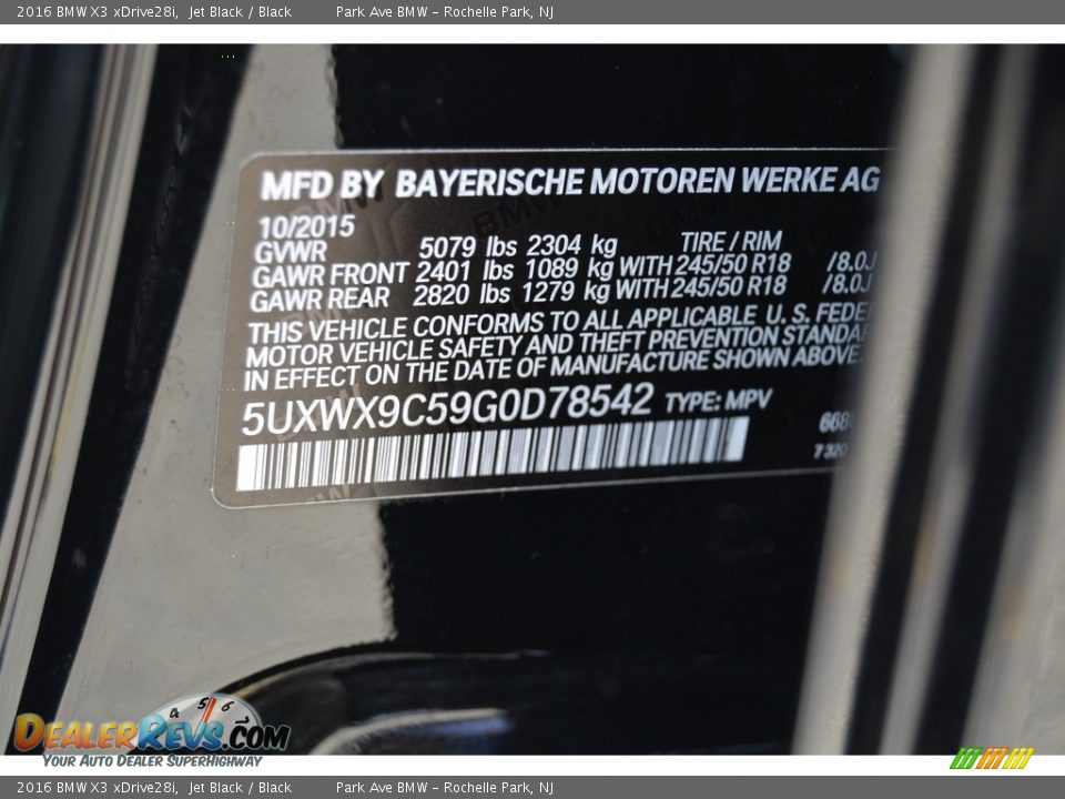 2016 BMW X3 xDrive28i Jet Black / Black Photo #34
