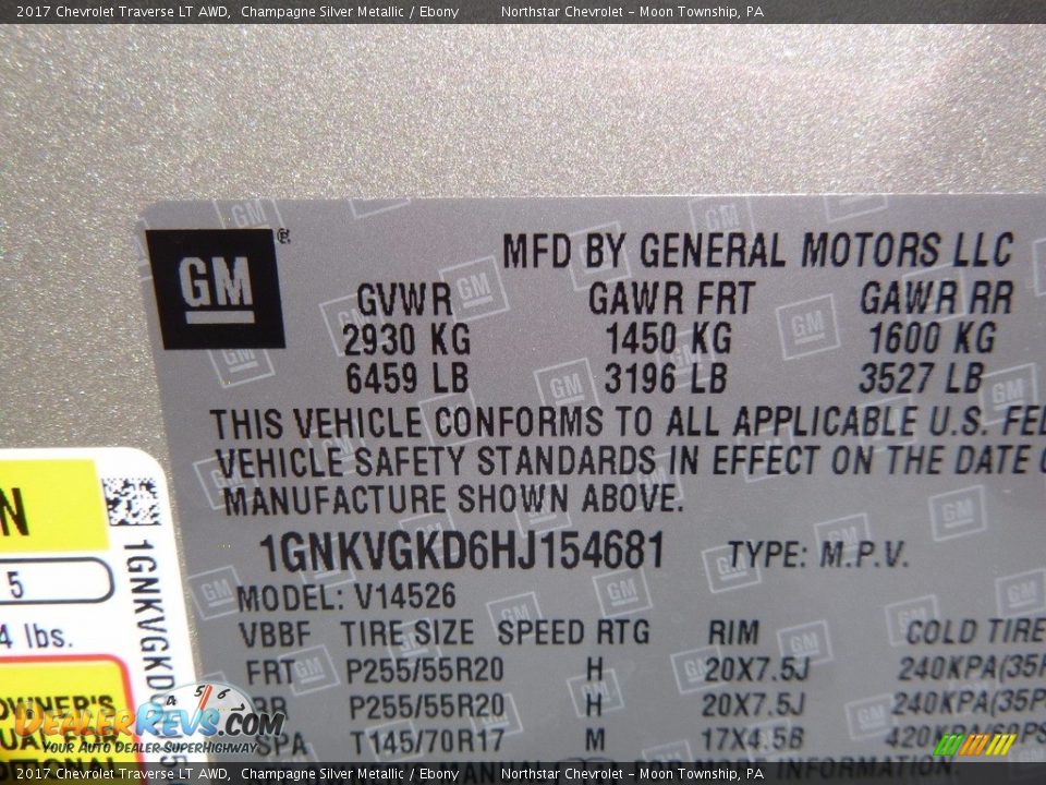 2017 Chevrolet Traverse LT AWD Champagne Silver Metallic / Ebony Photo #16