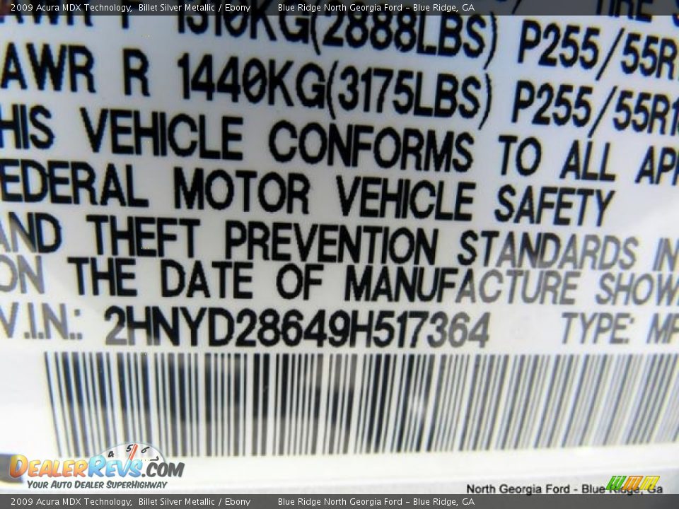 2009 Acura MDX Technology Billet Silver Metallic / Ebony Photo #29