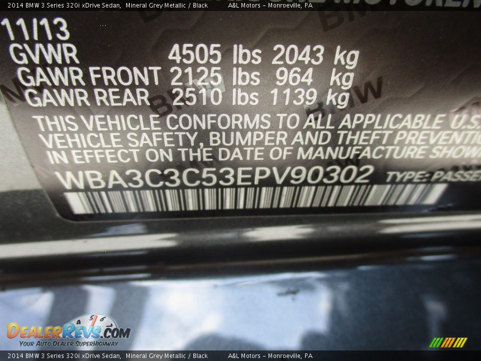 2014 BMW 3 Series 320i xDrive Sedan Mineral Grey Metallic / Black Photo #19