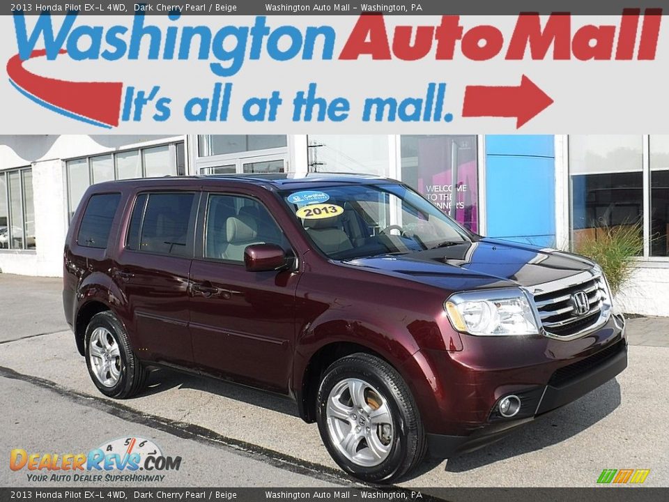2013 Honda Pilot EX-L 4WD Dark Cherry Pearl / Beige Photo #1