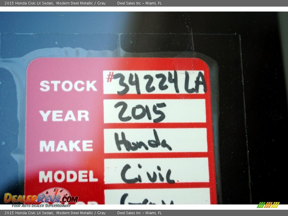 2015 Honda Civic LX Sedan Modern Steel Metallic / Gray Photo #20
