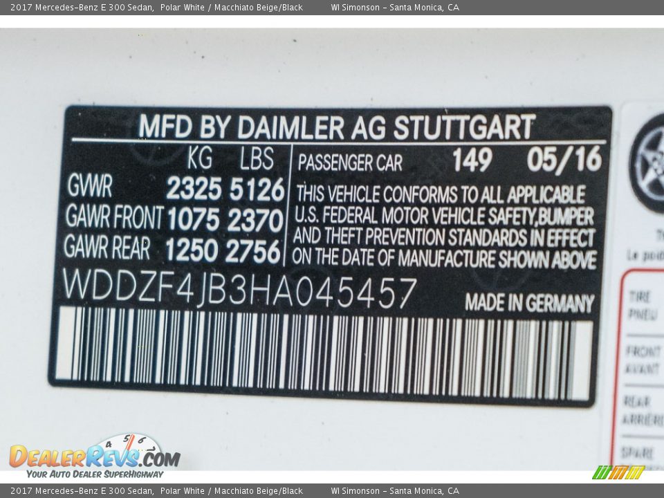 2017 Mercedes-Benz E 300 Sedan Polar White / Macchiato Beige/Black Photo #6