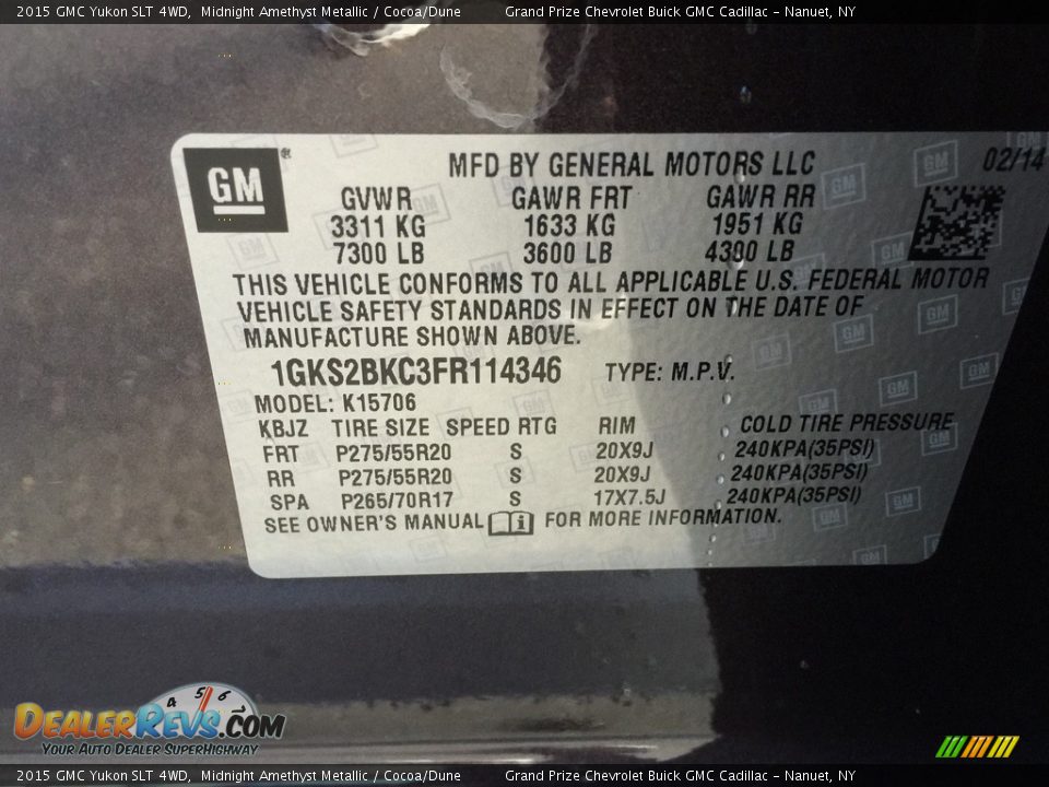 2015 GMC Yukon SLT 4WD Midnight Amethyst Metallic / Cocoa/Dune Photo #18