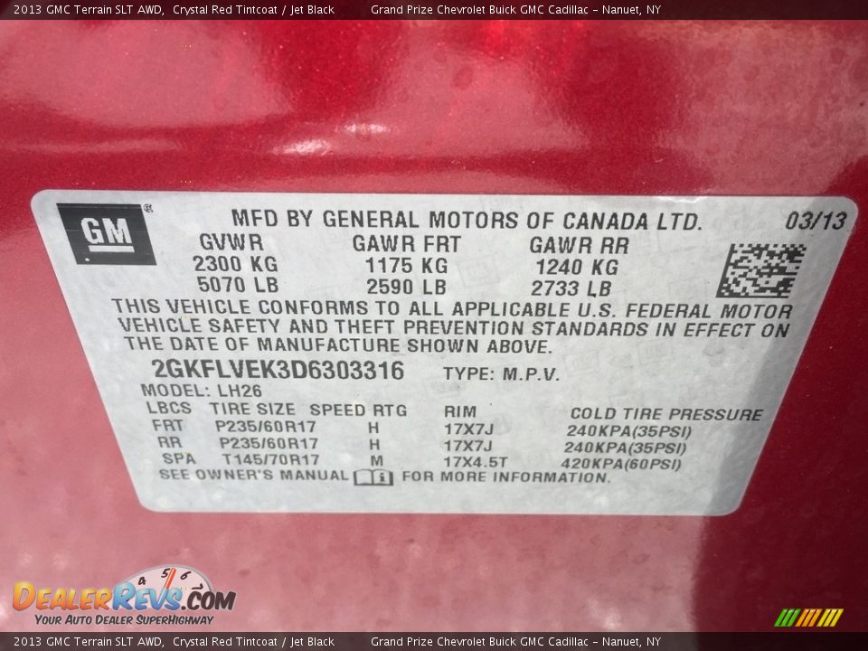 2013 GMC Terrain SLT AWD Crystal Red Tintcoat / Jet Black Photo #17