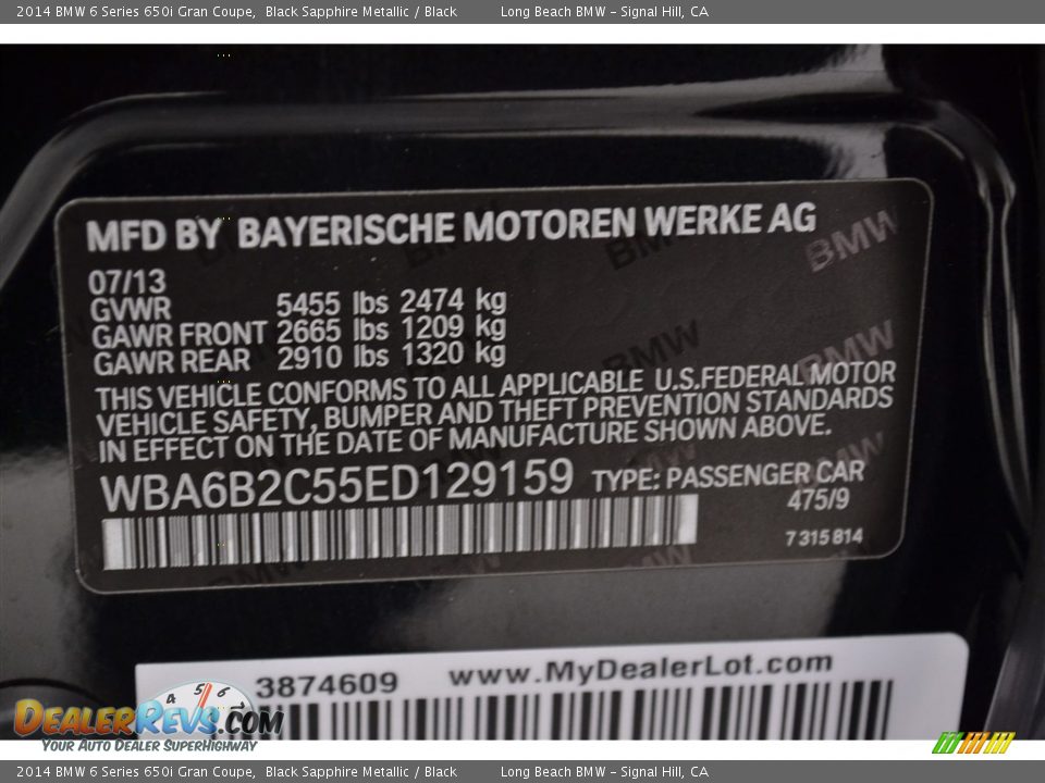 2014 BMW 6 Series 650i Gran Coupe Black Sapphire Metallic / Black Photo #11