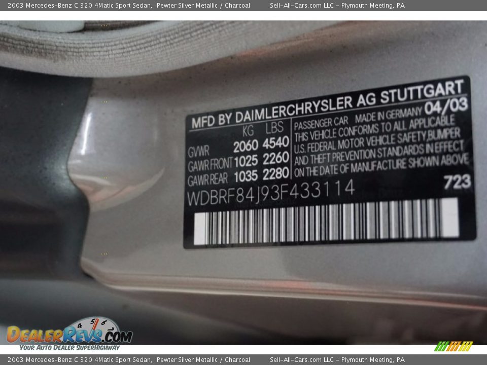 2003 Mercedes-Benz C 320 4Matic Sport Sedan Pewter Silver Metallic / Charcoal Photo #16