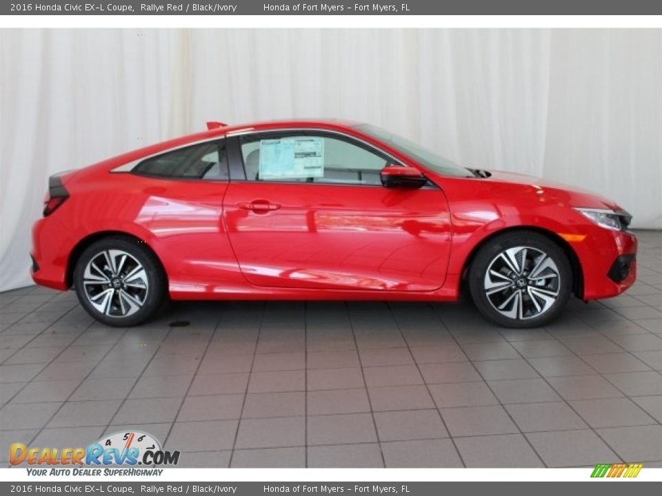 2016 Honda Civic EX-L Coupe Rallye Red / Black/Ivory Photo #3