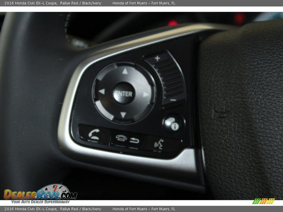 2016 Honda Civic EX-L Coupe Rallye Red / Black/Ivory Photo #12