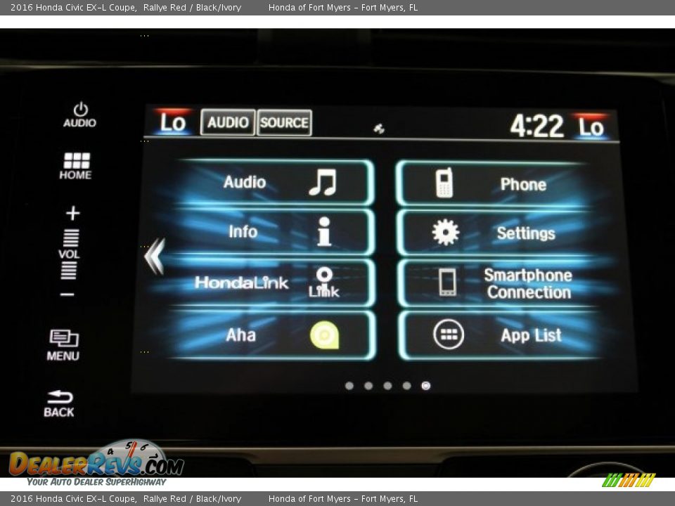 2016 Honda Civic EX-L Coupe Rallye Red / Black/Ivory Photo #15