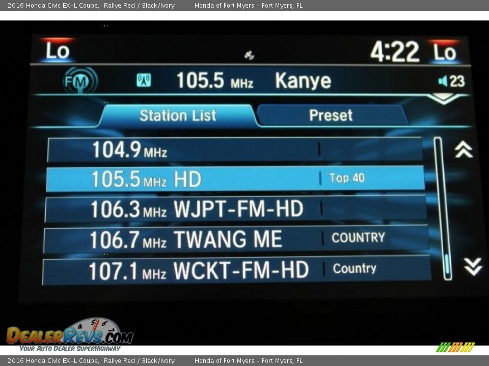 2016 Honda Civic EX-L Coupe Rallye Red / Black/Ivory Photo #16