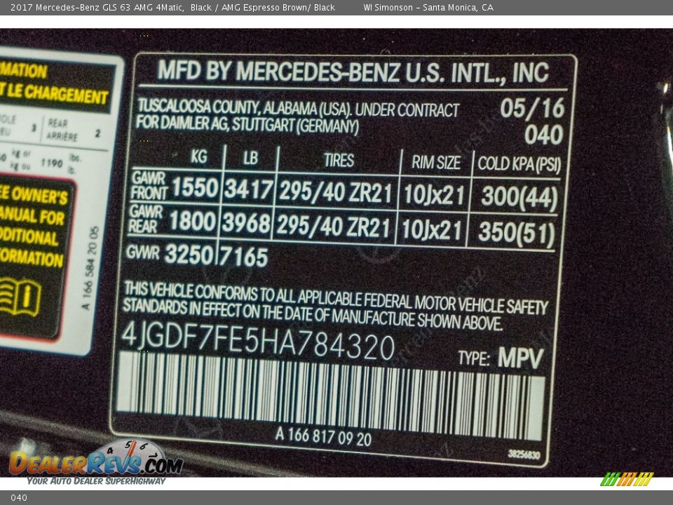 Mercedes-Benz Color Code 040 Black